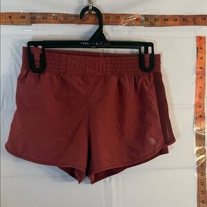 Rust Red Athletic Running Shorts Elastic Waist Lightweight Activewear Size M